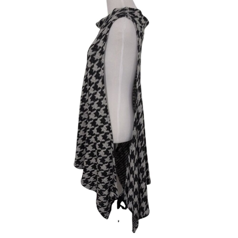 Bryn Walker Houndstooth Vest Womens Size Large Fleece Wool Gray Lagenlook Artsy - Picture 6 of 10